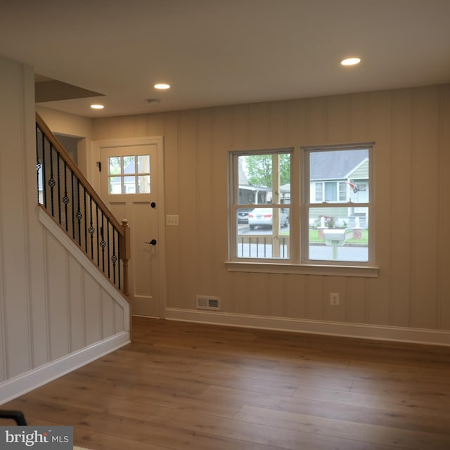 foyer featuring hardwood / wood-style floors