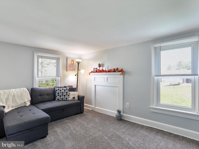 living room with carpet floors