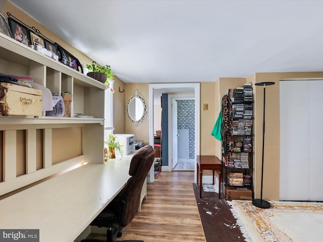 dining area featuring wood-type flooring