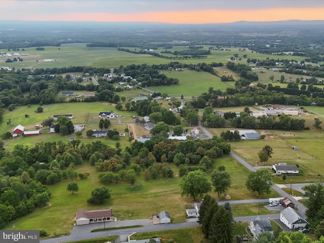 view of aerial view at dusk