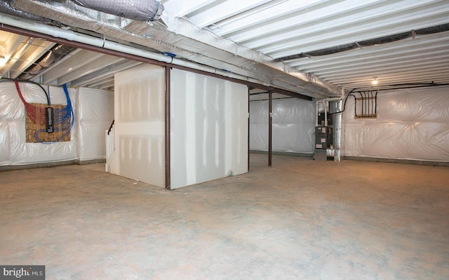 basement with heating unit