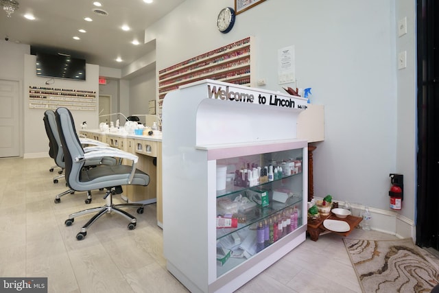 office space featuring light hardwood / wood-style flooring