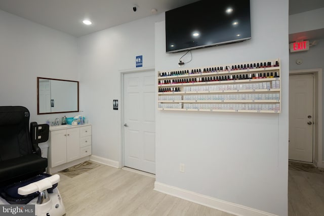 interior space with light hardwood / wood-style flooring