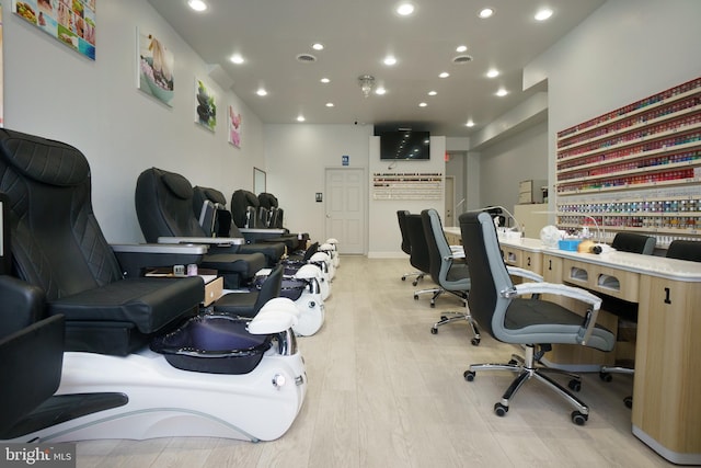 home office featuring light wood-type flooring