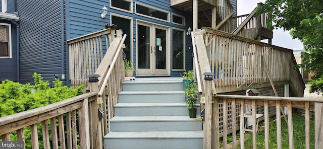 property entrance with french doors