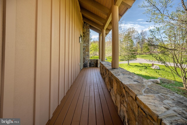 wooden terrace with covered porch