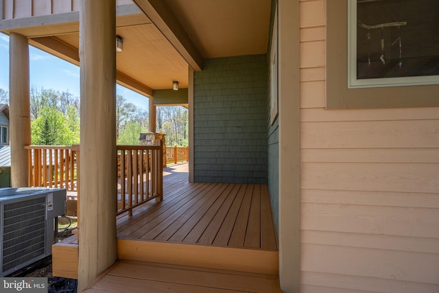 wooden terrace featuring central AC