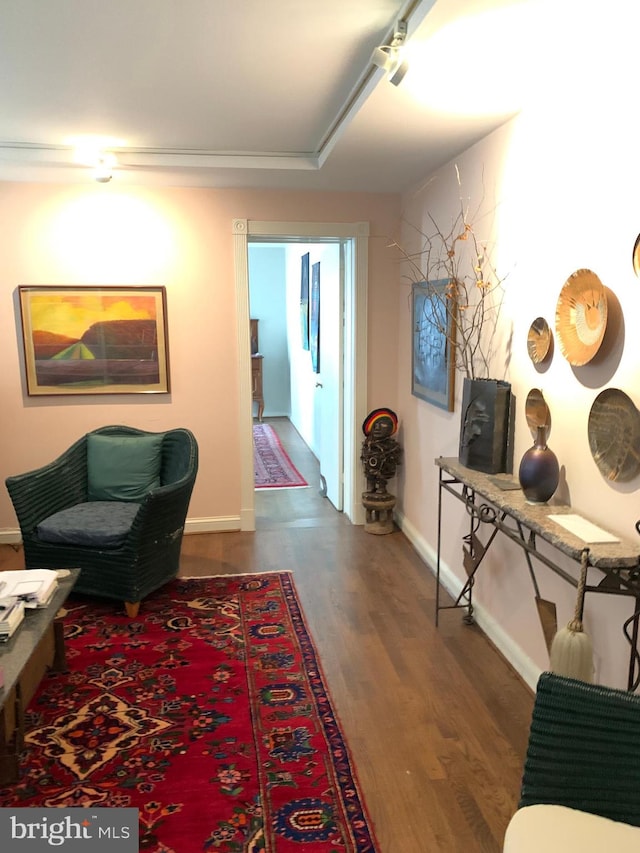 hall featuring dark hardwood / wood-style floors