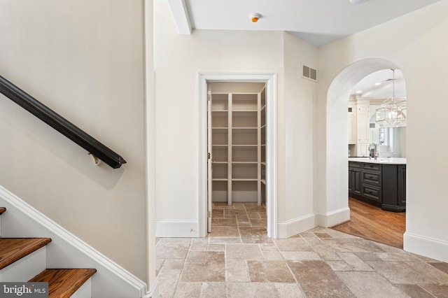 interior space featuring hardwood / wood-style floors and sink