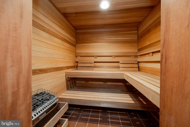 view of sauna featuring tile patterned flooring