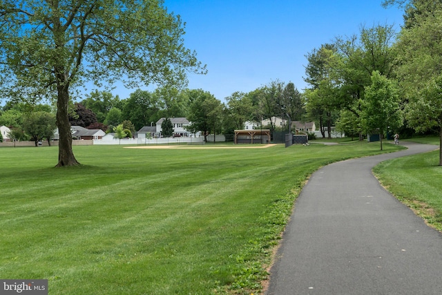 view of home's community with a yard