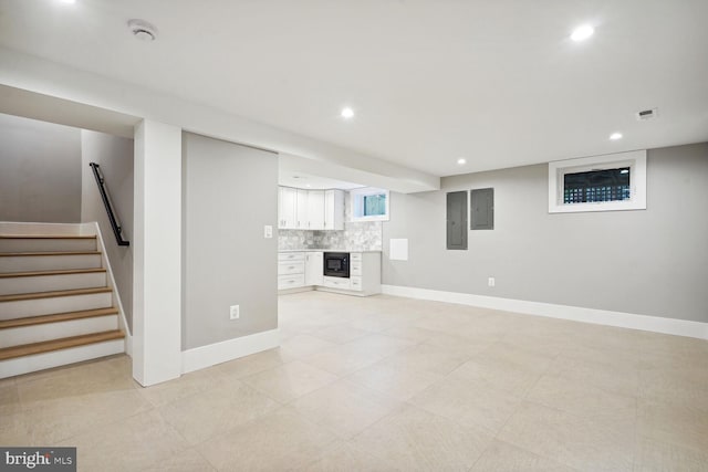 basement with light tile floors