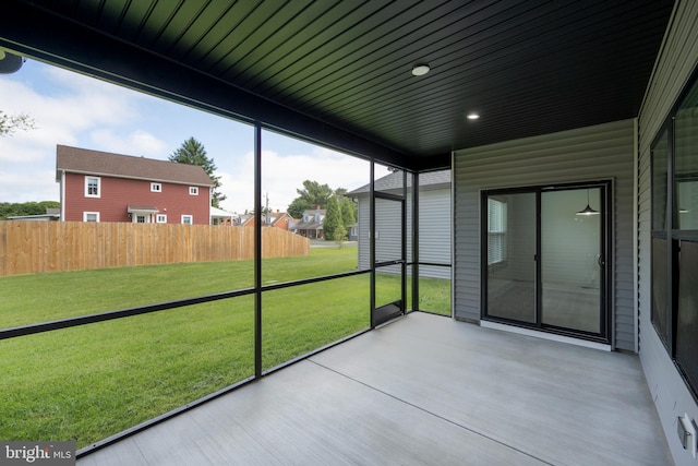 view of unfurnished sunroom