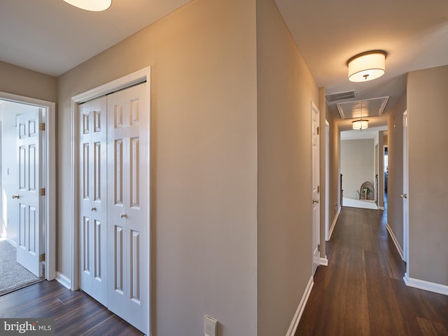 hall featuring dark hardwood / wood-style floors