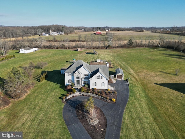 drone / aerial view featuring a rural view