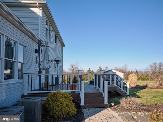 deck with central air condition unit