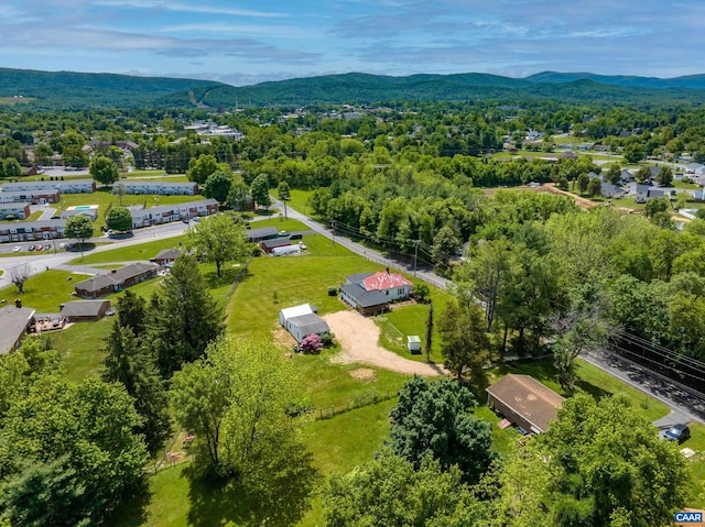 aerial view with a mountain view