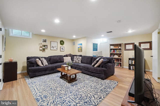 living room featuring light hardwood / wood-style floors