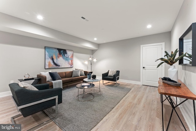 living room with light wood-type flooring