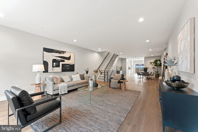 living room featuring wood-type flooring