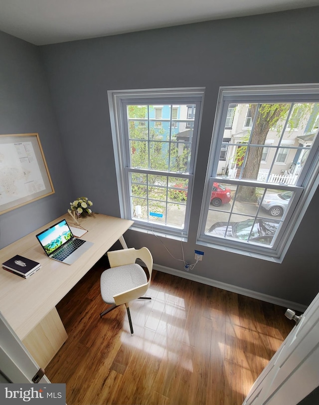 home office featuring wood-type flooring