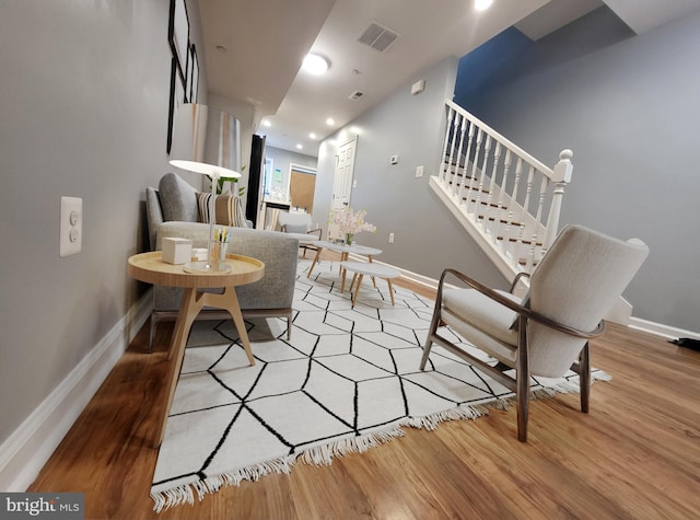 living room featuring wood-type flooring