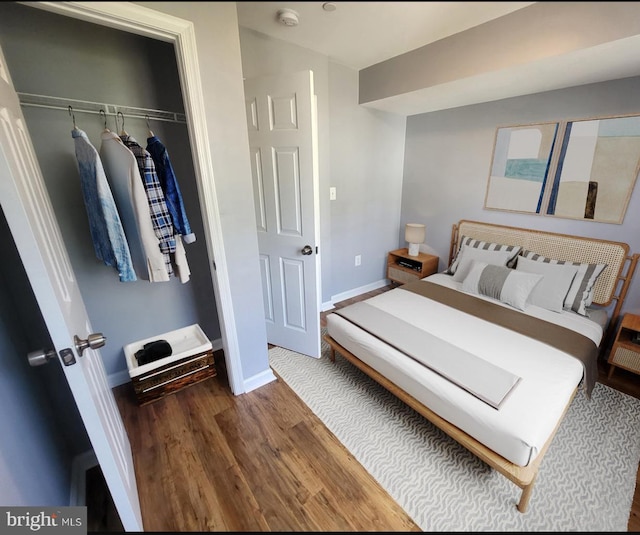 bedroom featuring a closet and wood-type flooring