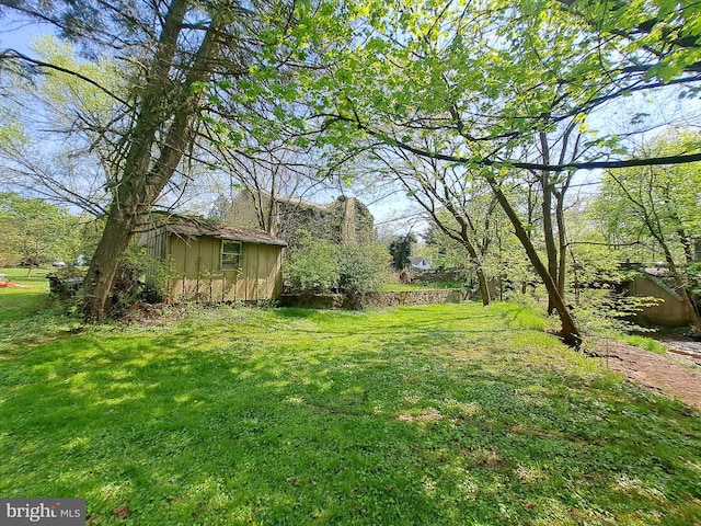 view of yard with an outdoor structure