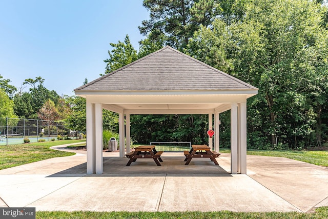 view of patio featuring a gazebo