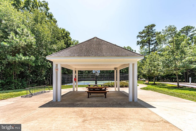 view of patio featuring a gazebo