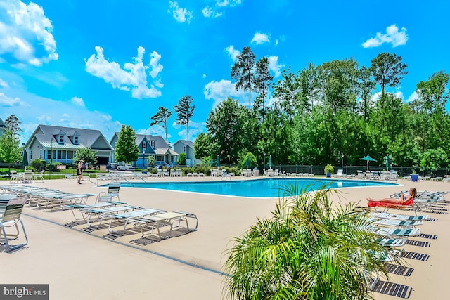 view of pool featuring a patio