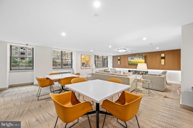 view of carpeted dining space