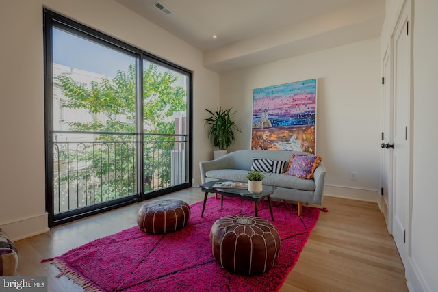 interior space with light hardwood / wood-style floors