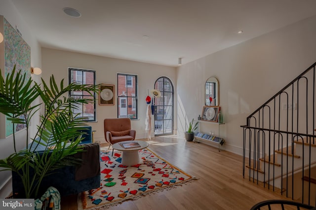 sitting room featuring light wood-type flooring