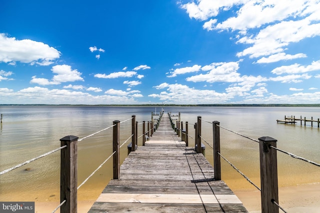 view of dock featuring a water view