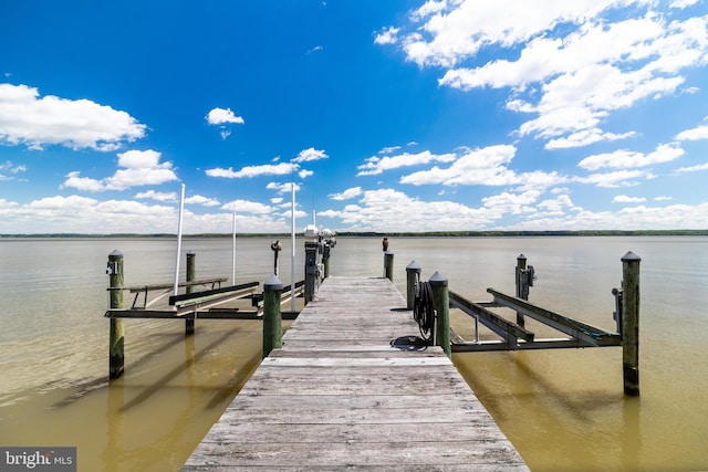 dock area featuring a water view