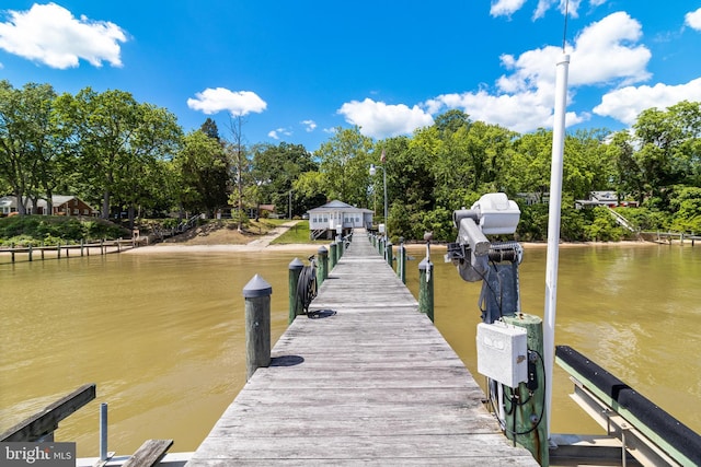 view of dock featuring a water view