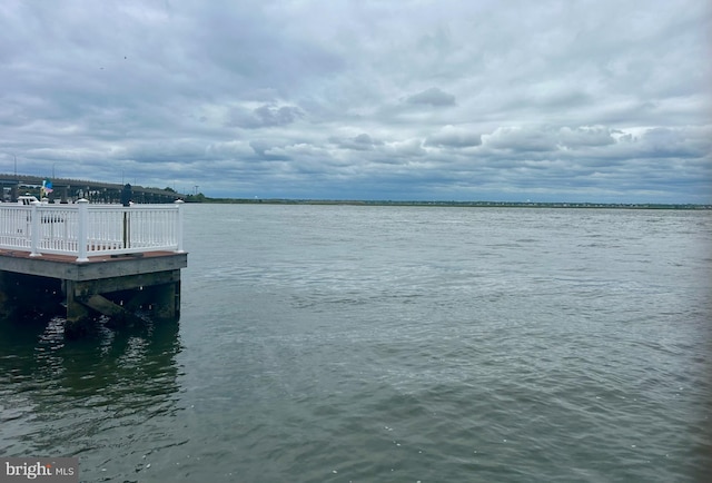 view of dock featuring a water view