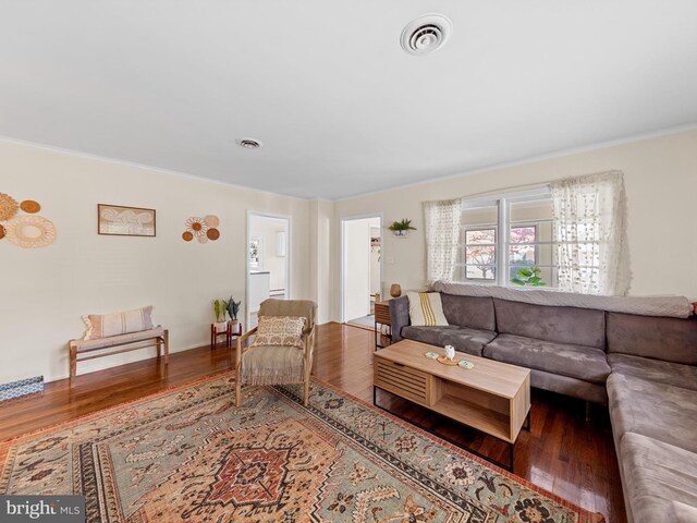 living room with hardwood / wood-style floors