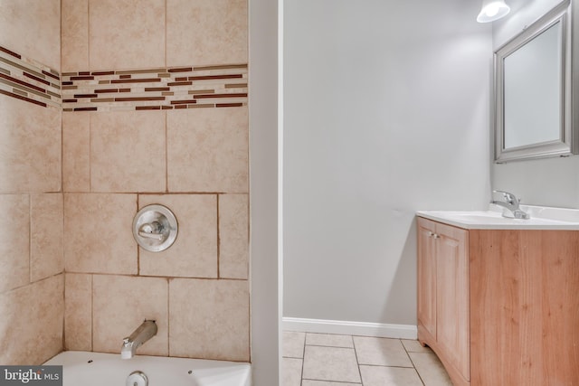 bathroom with vanity and tile patterned floors