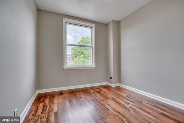 empty room featuring light wood-type flooring and a textured ceiling