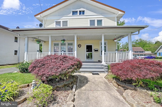 view of front of home featuring covered porch