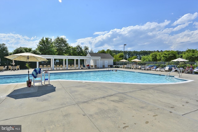 view of pool featuring a patio area