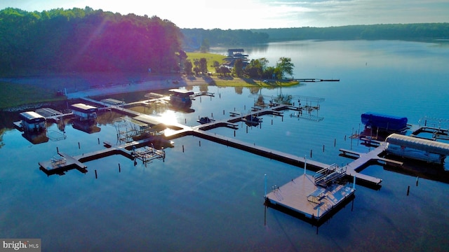 view of water feature featuring a boat dock