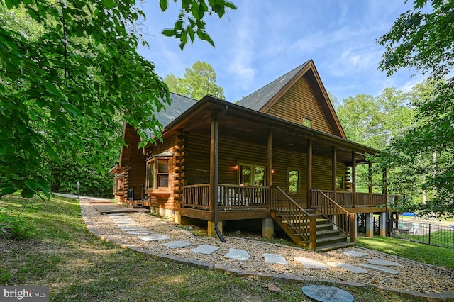 view of home's exterior featuring a porch