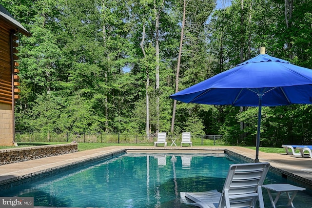 view of swimming pool featuring a patio