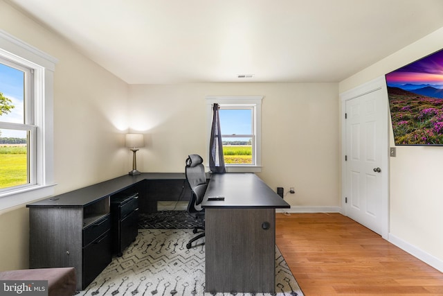 office featuring light wood-type flooring