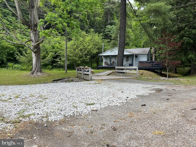 view of front of property featuring a deck