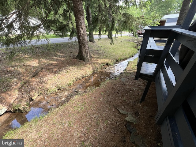 view of yard with a water view