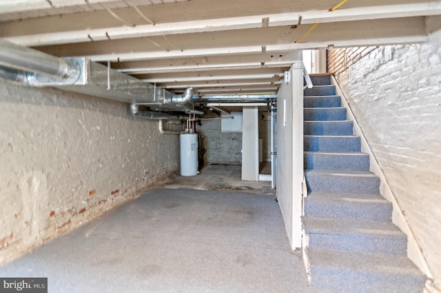 basement with water heater